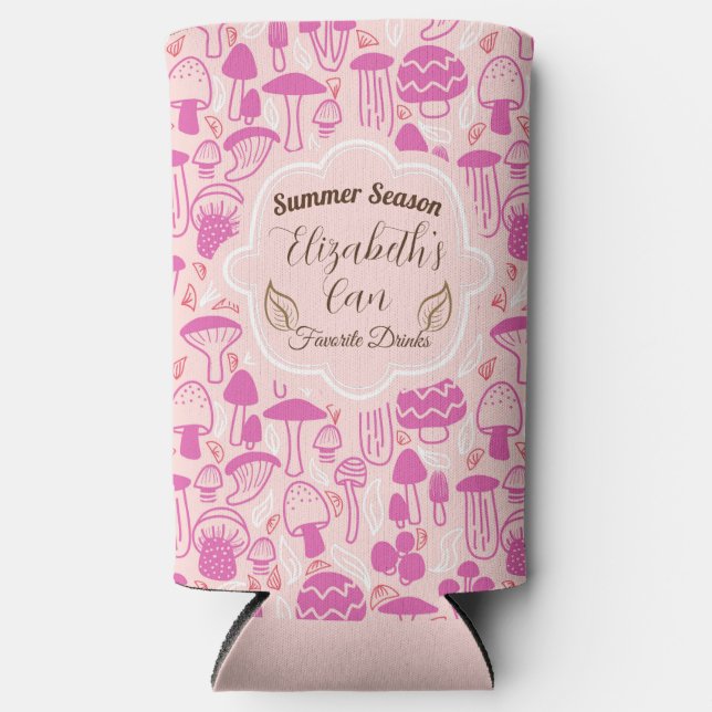 Enfriador De Latas Slim Refrigerador rosa Mushroom Magenta (Anverso)