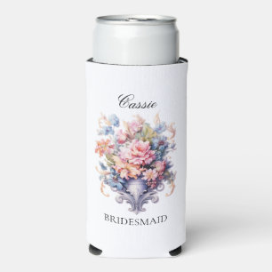 Enfriador De Latas Slim Regalo de propuesta de dama de honor de flores ros
