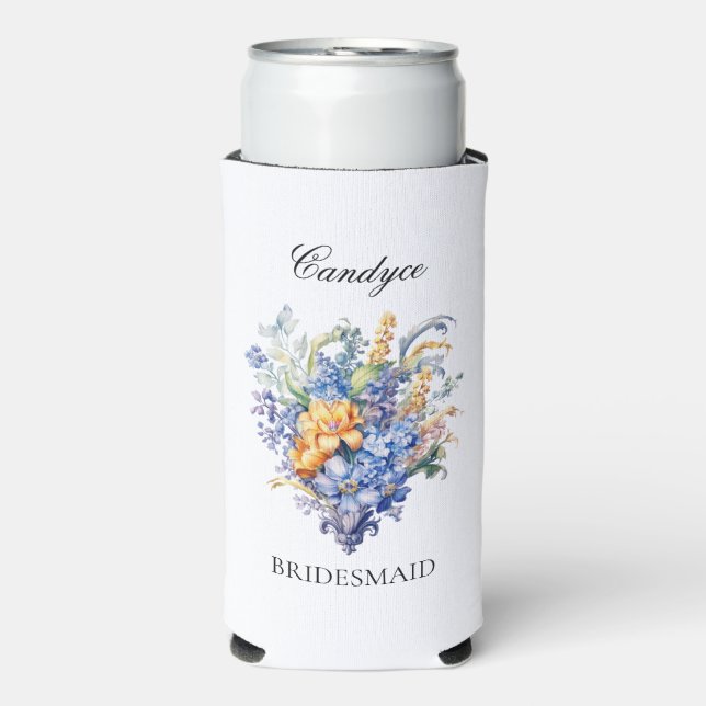 Enfriador De Latas Slim Regalo de propuesta de dama de honor de flores sil (Frente Agua con Gas)