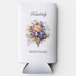 Enfriador De Latas Slim Regalo de propuesta de dama de honor floral vintag