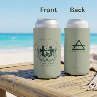 Enfriador De Latas Slim Regalo personalizado de Géminis Verde Sage Zodiaco
