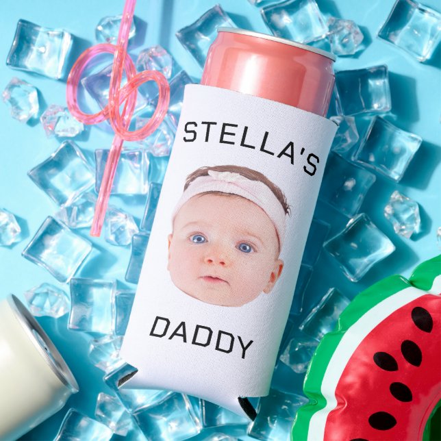 Enfriador De Latas Slim Regalo personalizado de papá con foto de bebé (Verano in situ)
