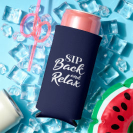 Enfriador De Latas Slim Relájate Azul Delgado