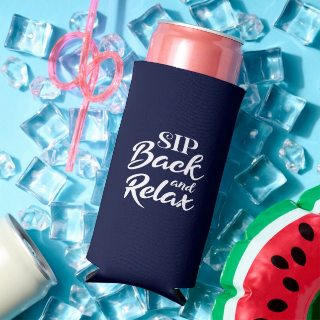 Enfriador De Latas Slim Respaldo y relájese con el resbalón azul (Verano in situ)