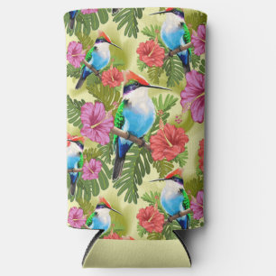 Enfriador De Latas Slim Resurgimiento de colibríes e Hibiscuses