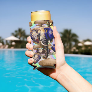 Enfriador De Latas Slim Retrato surrealista de elefante africano
