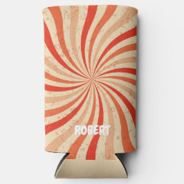 Enfriador De Latas Slim Retro vintage Rayas Coloridas Nombre Personalizado