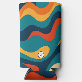 Enfriador De Latas Slim Retro Wavy Pattern Modern Abstract 