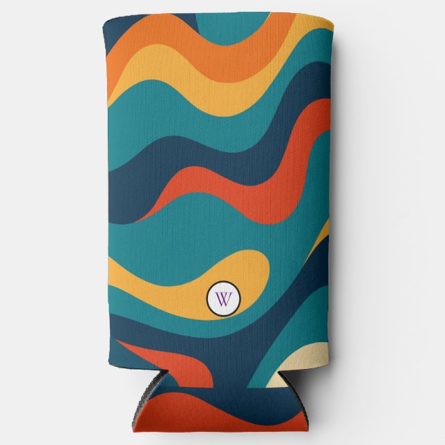 Enfriador De Latas Slim Retro Wavy Pattern Modern Abstract  (Anverso)
