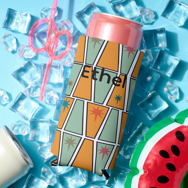 Enfriador De Latas Slim Rhombuses with Starbursts  (Verano in situ)