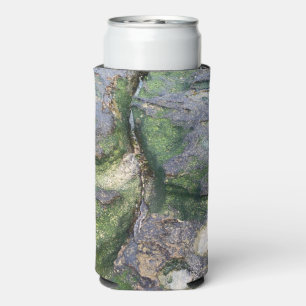 Enfriador De Latas Slim Rocas de la playa musgosas verde jade de Toowoon B