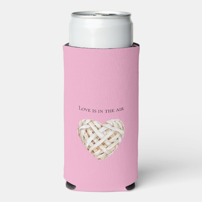 Enfriador De Latas Slim Romantic Pink Love Heart  (Frente Agua con Gas)