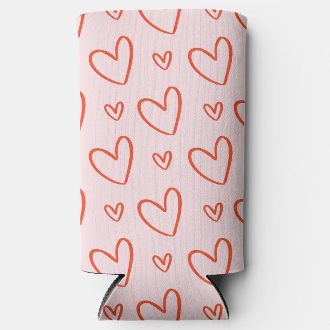 Enfriador De Latas Slim Románticos de rosa y rojo (Anverso)
