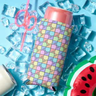 Enfriador De Latas Slim Rompecabezas de color arcoiris pastel geométrico