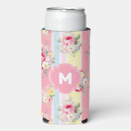 Enfriador De Latas Slim Ropa floral rosa personalizada
