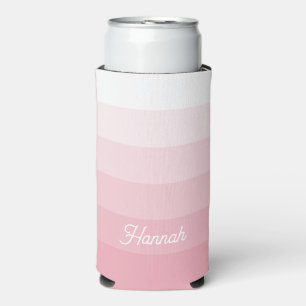 Enfriador De Latas Slim Rosa blanco personalizado Ombré Raya