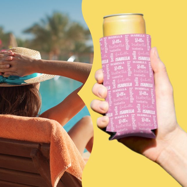 Enfriador De Latas Slim Rosa del nombre del Chica personalizado (Subido por el creador)