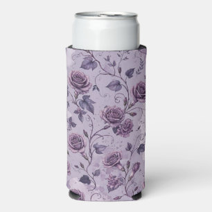 Enfriador De Latas Slim Rosa Lavanda Polvorienta Tonos Soñadores Florales 