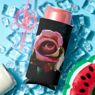 Enfriador De Latas Slim Rosa roja pintada al óleo