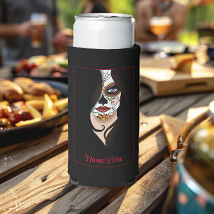 Enfriador De Latas Slim Rosa Sugar SKull