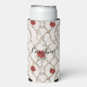 Enfriador De Latas Slim Rosas Rojas Románticas Floral