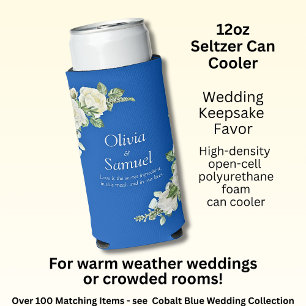 Enfriador De Latas Slim Roses azul y blanco cobalto