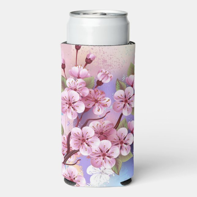 Enfriador De Latas Slim Sakura rosa sobre fondo de pintura (Reverso Agua con Gas)