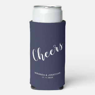 Enfriador De Latas Slim "Salud": Azul de la Marina de Script Moderno