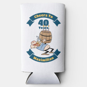 Enfriador De Latas Slim Saludos A 40 Años Funny Beer Birthday Personalizad
