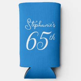 Enfriador De Latas Slim Saludos azules a 65 años Fiesta de cumpleaños núme
