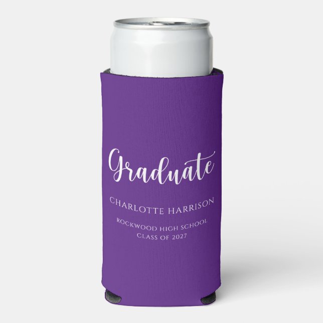 Enfriador De Latas Slim Script Casual Simple Graduation Party (Frente Agua con Gas)