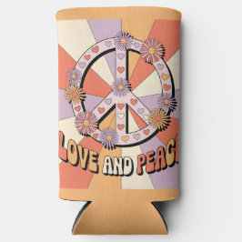 Enfriador De Latas Slim Signo de Amor y Paz Flores Manga de Lata