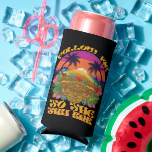 Enfriador De Latas Slim Sígueme al bar Tiki fiesta hawaiana Luau 