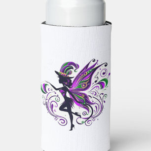 Enfriador De Latas Slim Silueta de hadas de Mardi Gras