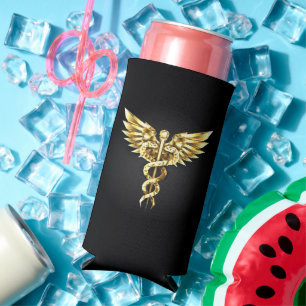 Enfriador De Latas Slim Símbolo poligonal dorado Caduceo