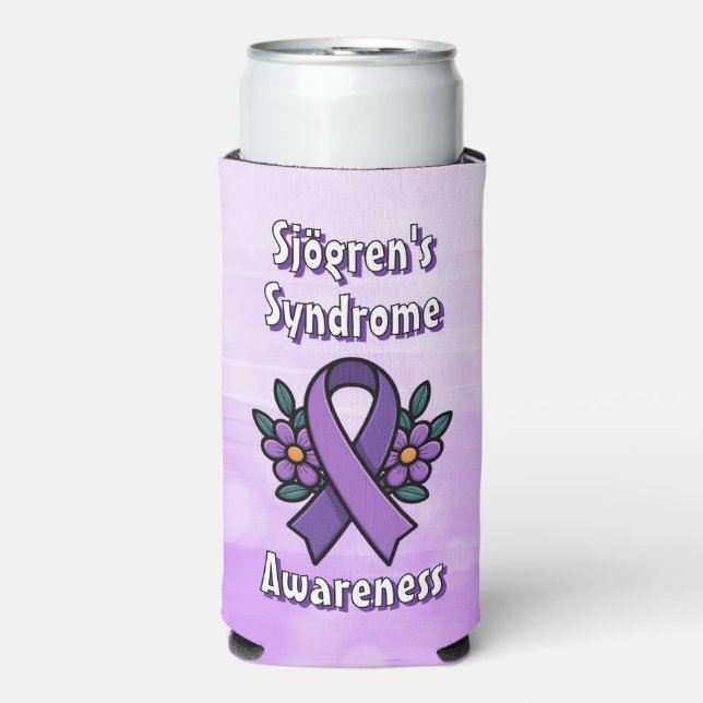 Enfriador De Latas Slim Sjögren's Awareness | Purple Ribbon (Frente Agua con Gas)