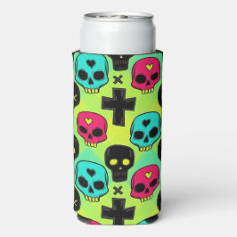 Enfriador De Latas Slim Skull Pattern Foam Can/Bottle Cooler