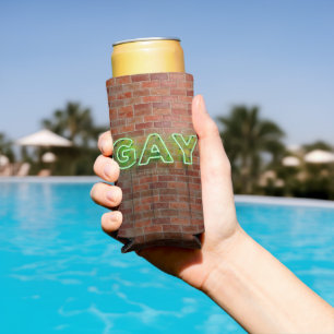 Enfriador De Latas Slim SlipperyJoe iluminó el letrero de neón gay brillan