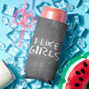 Enfriador De Latas Slim SlipperyJoe's Me gustan las chicas pizarra sucia o