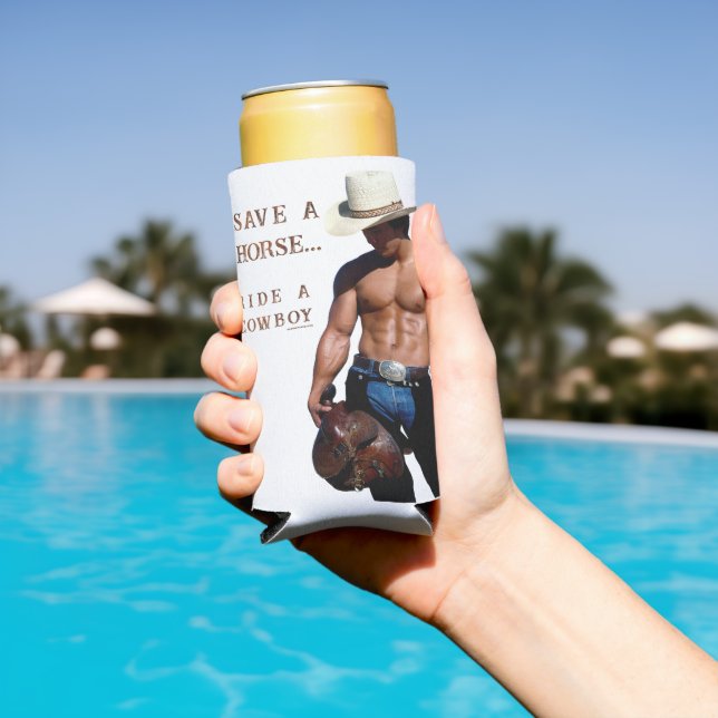 Enfriador De Latas Slim SlipperyJoe's save horse montar paja cowboy gorra  (Piscina in situ)