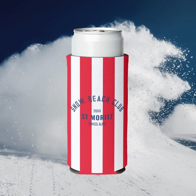 Enfriador De Latas Slim Snow Beach Club Red Cabana Stripe Winter (Subido por el creador)