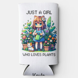 Enfriador De Latas Slim Solo un Chica que ama las plantas personalizadas