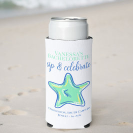 Enfriador De Latas Slim Soltera Brindis y Celebra Estrella de Mar Costera