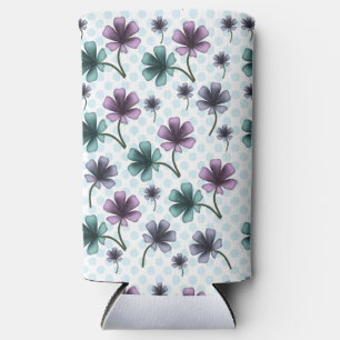 Enfriador De Latas Slim Suave patrón floral Cottagecore Estética pastel