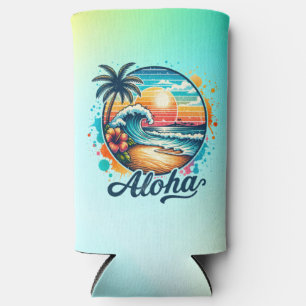 Enfriador De Latas Slim Sublimación de Aloha Beach Vintage-94953