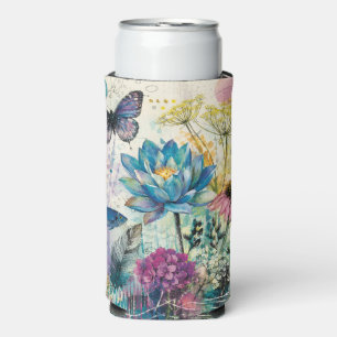 Enfriador De Latas Slim Sueño Acuático Floral Vibrante