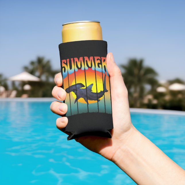 ENFRIADOR DE LATAS SLIM SUMMER HAMMERHEAD SHARK SUNSET (Piscina in situ)