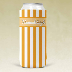 Enfriador De Latas Slim Sunset Cabana Stripes Shadow Letters