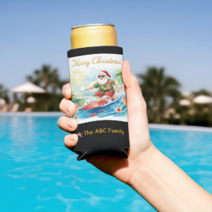 Enfriador De Latas Slim Surfing Santa Navidad en Julio Costera 