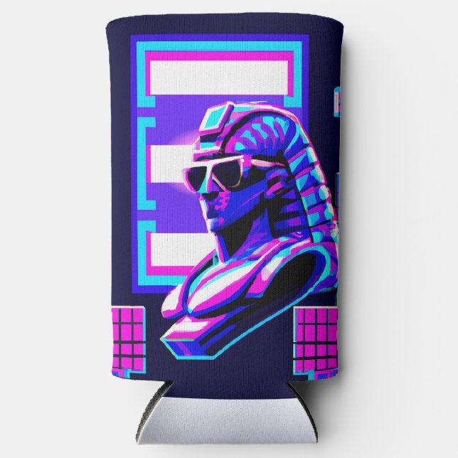 Enfriador De Latas Slim Synthwave Pharaoh (Anverso)